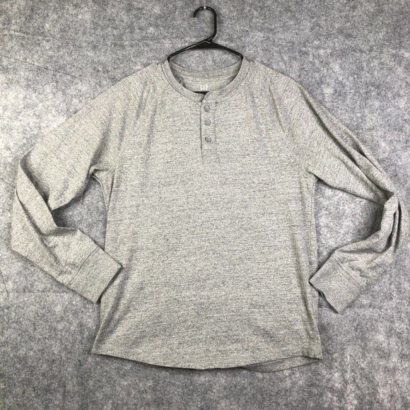GAP Other - GAP Men's Size M Henley T-Shirt Long Sleeve Heathered Gray Casual Soft Adult